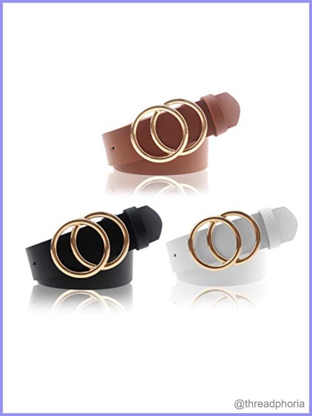 PU Leather Double O Ring Waist Belt Soft Faux Leather